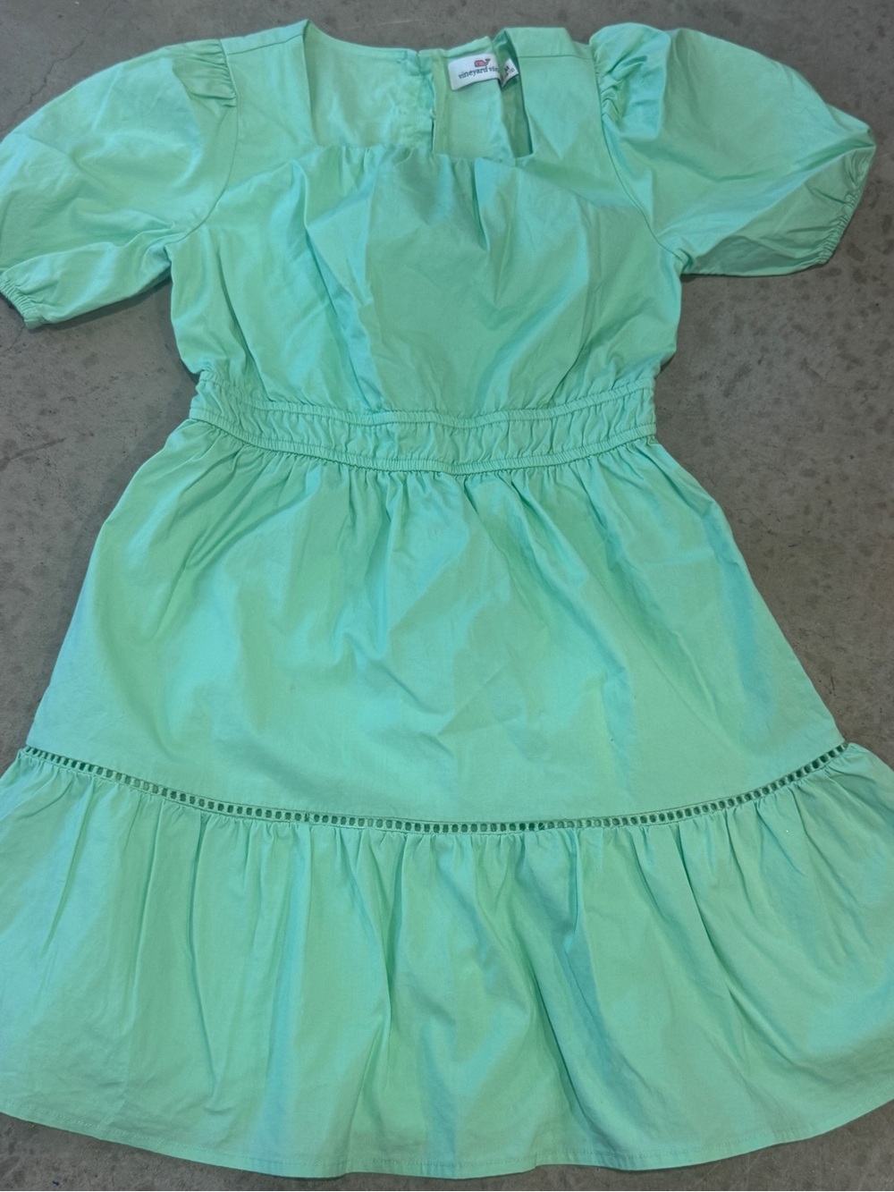 Girls Mint Green Ruffle Hem Smocked Waist Dress